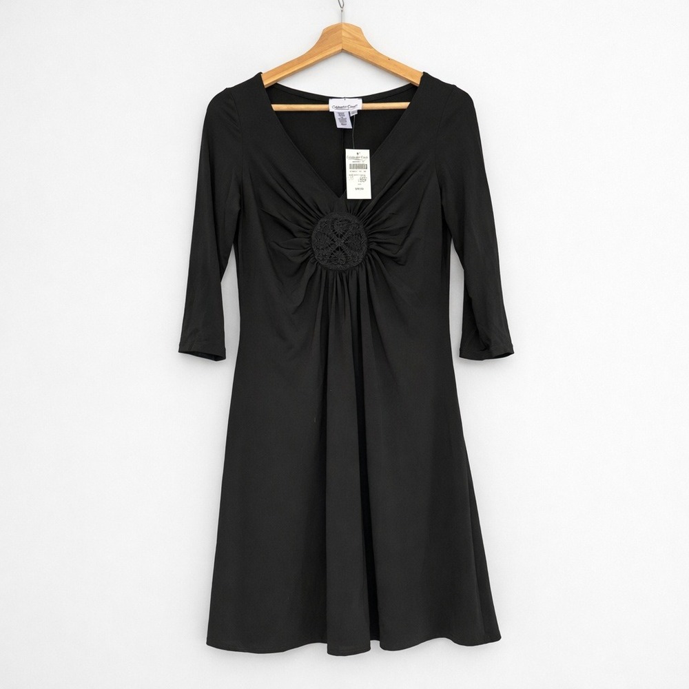 Coldwater Creek NWT Black Dress with Crochet Applique‎